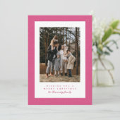 可愛いピンクのヘリンボーンフレームクリスマスフォト シーズンカード (スタンド正面)