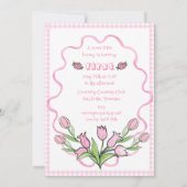 可愛いピンクのベアトリックスポッター1st誕生日パーティー 招待状 (裏面)