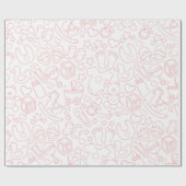可愛いピンクのベビーアイテムパターン ラッピングペーパー (フラット)