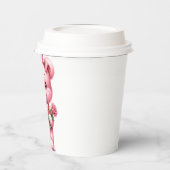 可愛いピンクのベビーガールテディベアとバラ 紙コップ (左)