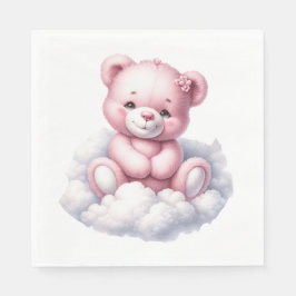 可愛いピンクのベビーガールTEDDY BEAR ON A CLOUD スタンダードランチョンナプキン