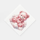可愛いピンクのベビーガールTEDDY BEAR ON A CLOUD スタンダードランチョンナプキン (角)