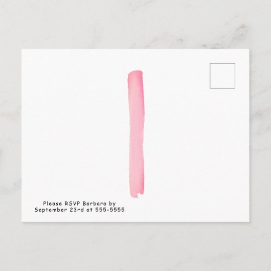 可愛いピンクのポーの写真の誕生日パーティーの招待 インビテーションポストカード (裏面)