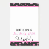 可愛いピンクのポープリント獣医の名前 ポストイット (正面)