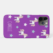 可愛いピンクのマジカルユニコーンガールズパープル Case-Mate iPhoneケース (裏面(横))