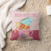 可愛いピンクのママお茶好き クッション (ブランケット)