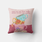 可愛いピンクのママお茶好き クッション (裏面)