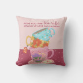 可愛いピンクのママお茶好き クッション (正面)