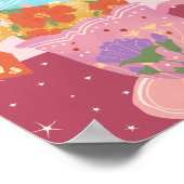 可愛いピンクのママお茶好き ポスター (角)