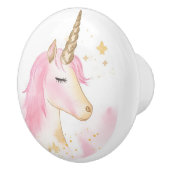 可愛いピンクのユニコーン，キッドの家具，ベッドルーム セラミックノブ (右)