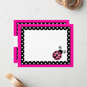 可愛いピンクのラディバグフラットサンキューノートカード ノートカード (正面/裏面インサイチュ)