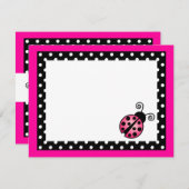 可愛いピンクのラディバグフラットサンキューノートカード ノートカード (正面/裏面)