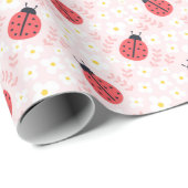 可愛いピンクのラディバグ包装紙シートセット ラッピングペーパー (ロールコーナー)