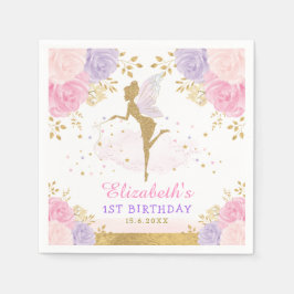 可愛いピンクのラベンダー妖精の赤ちゃんシャワー1歳の誕生日 スタンダードカクテルナプキン