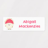 可愛いピンクのランブタンパーソナライズされた漫画 ラベル (デザイン2)