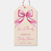 可愛いピンクのリボン赤ちゃん感謝していシャワー ギフトタグ (正面)