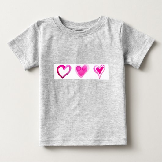 可愛いピンクの可愛いハート柄 ベビーTシャツ (正面)
