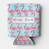 可愛いピンクの夏色彩の鮮やかのフラミンゴ 缶クーラー (正面)