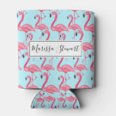 可愛いピンクの夏色彩の鮮やかのフラミンゴ 缶クーラー (裏面)