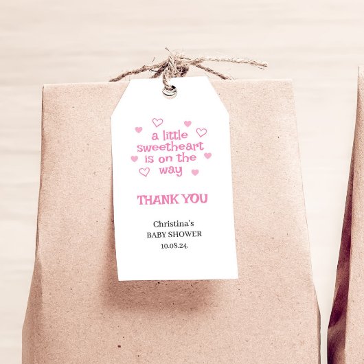 可愛いピンクの女の子の赤ちゃんシャワーギフトラベル ギフトタグ