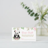 可愛いピンクの女の子クマ赤ちゃんシャワーおむつラッフル エンクロージャーカード (スタンド正面)