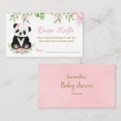 可愛いピンクの女の子クマ赤ちゃんシャワーおむつラッフル エンクロージャーカード (正面/裏面)