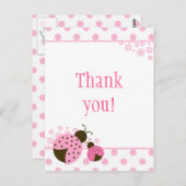 可愛いピンクの女性のバグ女の感謝してい子は葉書 ポストカード (正面/裏面)
