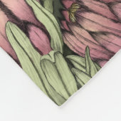 可愛いピンクの妖精オンゼブラユニコーンフローラアート フリースブランケット (角)