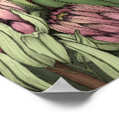 可愛いピンクの妖精オンゼブラユニコーンフローラアート ポスター (角)