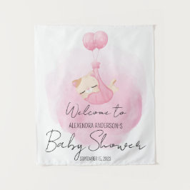 可愛いピンクの子猫と赤ちゃんガールシャワーへようこそ タペストリー