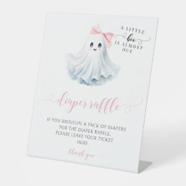 可愛いピンクの小さなブー弓ベビーシャワーオムツラッフル 台座サイン