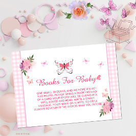可愛いピンクの小さな蝶のベビー・ブックリクエストカード エンクロージャーカード
