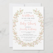 可愛いピンクの小さな野生の花ボホの女の子シャワー 招待状 (正面)