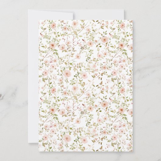 可愛いピンクの小さな野生の花ボホの女の子シャワー 招待状 (裏面)