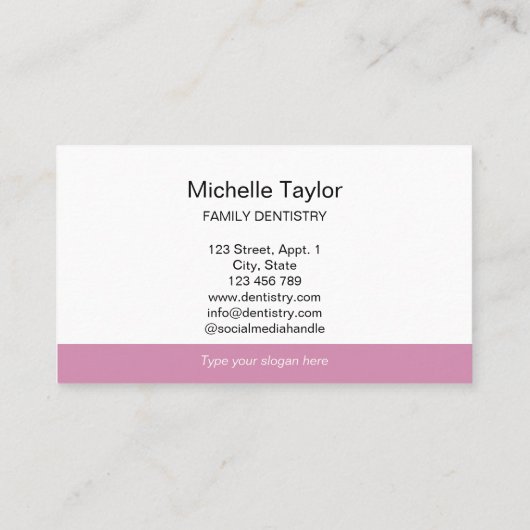可愛いピンクの小児科の歯科用歯 名刺 (裏面)