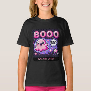 可愛いピンクの幽霊:甘不気味くてキッズガールシャツ Tシャツ