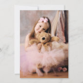 可愛いピンクの弓とドット写真3回目の誕生日 招待状 (裏面)