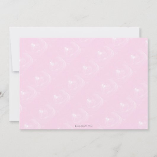 可愛いピンクの弓のベビーガールシャワー付きテディベア 招待状 (裏面)