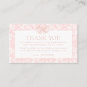 可愛いピンクの弓のベビーガール感謝していシャワーユー エンクロージャーカード (正面)