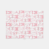 可愛いピンクの弓ガーリー女性美学コケット フリースブランケット (正面(横))