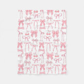 可愛いピンクの弓ガーリー女性美学コケット フリースブランケット (正面)