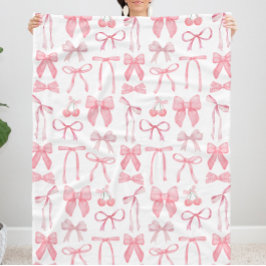 可愛いピンクの弓ガーリー女性美学コケット フリースブランケット