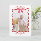 可愛いピンクの弓クリスマスフォトフレーム シーズンカード (スタンド正面)