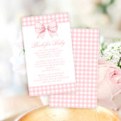 可愛いピンクの弓ジンガムの赤ちゃんガールシャワー用ブック エンクロージャーカード