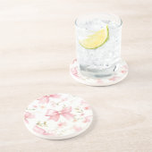 可愛いピンクの弓パターン コースター (側面)