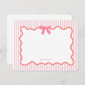 可愛いピンクの弓フレームガール サンキューカード (正面/裏面)