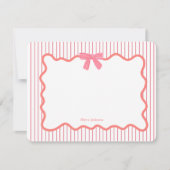 可愛いピンクの弓フレームガール サンキューカード (正面)