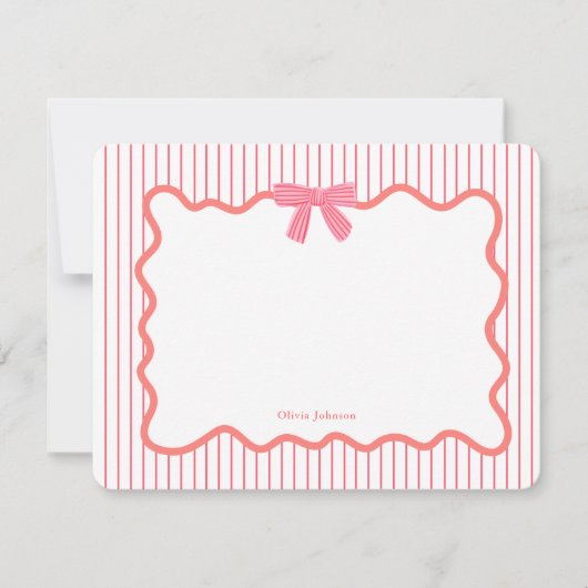 可愛いピンクの弓フレームガール サンキューカード (正面)