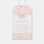 可愛いピンクの弓フローラ女の子のシャワー感謝していユー ギフトタグ (裏面)