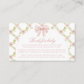 可愛いピンクの弓フローラ本の赤ちゃんシャワー エンクロージャーカード (正面)